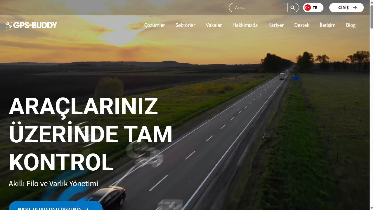 GPS-Buddy kurumsal web sitesi ana sayfa UI/UX tasarımı